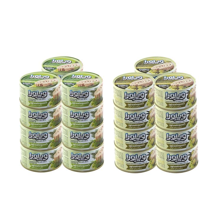 کنسرو ماهی تن ویلورا با طعم شوید و زیتون - 180 گرم بسته 24 عددی Vilora Canned Tuna Fish in 2 Flavor - 180 Gr - 24 PCS